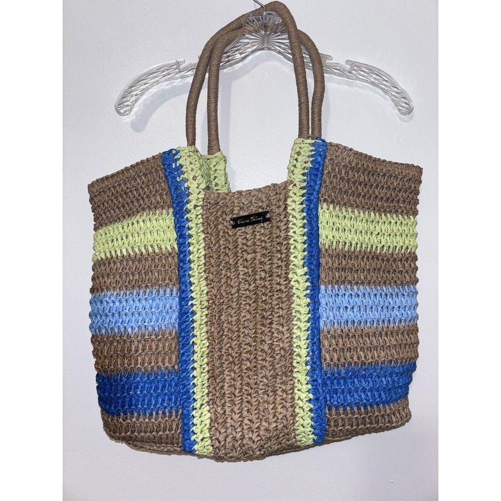 Shore Thing Large Colorful Straw Woven Lined Summer Beach Bag Tote